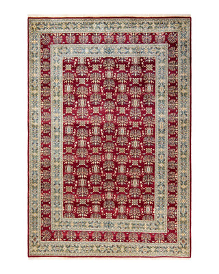 Traditional Mogul Red Wool Area Rug 6' 3" x 9' 2" - Solo Rugs