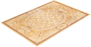 Traditional Mogul Ivory Wool Area Rug 6' 1" x 8' 10" - Solo Rugs