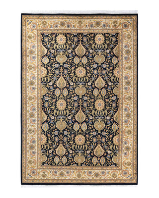 Traditional Mogul Black Wool Area Rug 6' 2" x 9' 1" - Solo Rugs