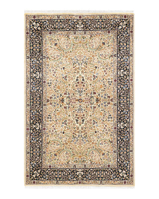 Traditional Mogul Ivory Wool Area Rug 4' 9" x 7' 3" - Solo Rugs