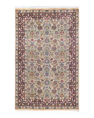 Traditional Mogul Ivory Wool Area Rug 4' 8" x 7' 4" - Solo Rugs