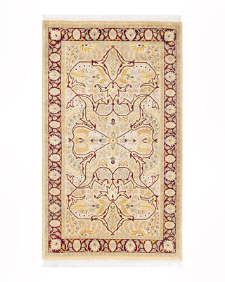 Traditional Mogul Ivory Wool Area Rug 3' 2" x 5' 4" - Solo Rugs