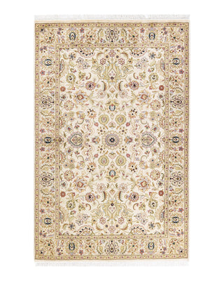 Traditional Mogul Ivory Wool Area Rug 4' 3" x 6' 5" - Solo Rugs