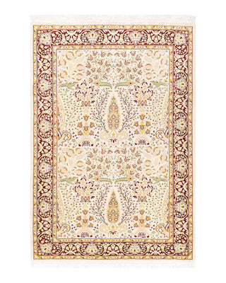 Traditional Mogul Ivory Wool Area Rug 4' 1" x 5' 10" - Solo Rugs