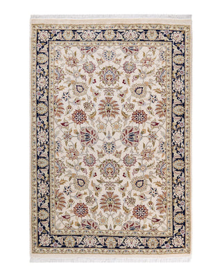 Traditional Mogul Ivory Wool Area Rug 4' 2" x 6' 3" - Solo Rugs