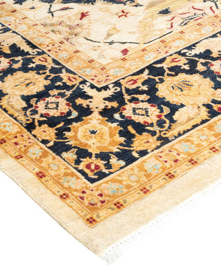 Traditional Mogul Ivory Wool Area Rug 6' 2" x 13' 7" - Solo Rugs