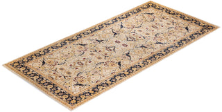 Traditional Mogul Ivory Wool Area Rug 6' 2" x 13' 7" - Solo Rugs