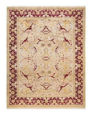 Traditional Mogul Yellow Wool Area Rug 8' 1" x 10' 5" - Solo Rugs
