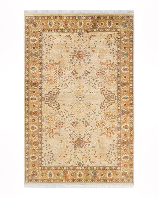 Traditional Mogul Ivory Wool Area Rug 4' 8" x 7' 1" - Solo Rugs