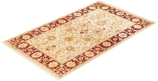 Traditional Mogul Ivory Wool Area Rug 4' 6" x 7' 4" - Solo Rugs