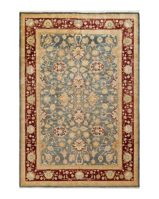 Traditional Mogul Gray Wool Area Rug 6' 1" x 9' 1" - Solo Rugs