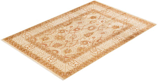 Traditional Mogul Ivory Wool Area Rug 6' 2" x 9' 3" - Solo Rugs