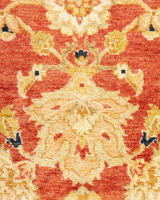 Traditional Mogul Orange Wool Area Rug 6' 3" x 9' 2" - Solo Rugs