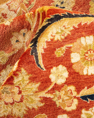 Traditional Mogul Orange Wool Area Rug 6' 3" x 9' 2" - Solo Rugs