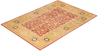 Traditional Mogul Orange Wool Area Rug 6' 3" x 9' 2" - Solo Rugs