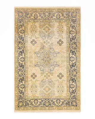 Traditional Mogul Ivory Wool Area Rug 6' 1" x 9' 7" - Solo Rugs