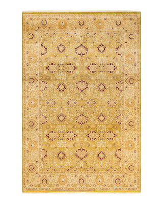 Traditional Mogul Green Wool Area Rug 6' 2" x 9' 4" - Solo Rugs