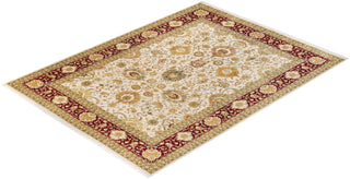 Traditional Mogul Ivory Wool Area Rug 9' 1" x 12' 3" - Solo Rugs