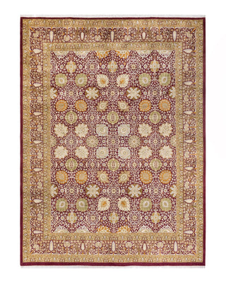 Traditional Mogul Purple Wool Area Rug 8' 3" x 10' 10" - Solo Rugs