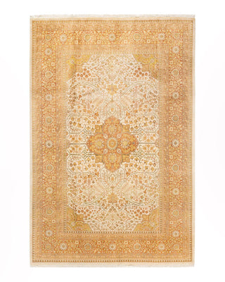 Traditional Mogul Ivory Wool Area Rug 6' 1" x 9' 1" - Solo Rugs