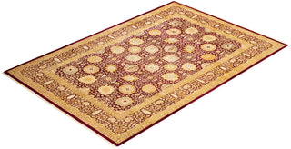 Traditional Mogul Red Wool Area Rug 6' 2" x 9' 3" - Solo Rugs