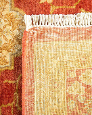 Traditional Mogul Orange Wool Area Rug 6' 1" x 9' 6" - Solo Rugs