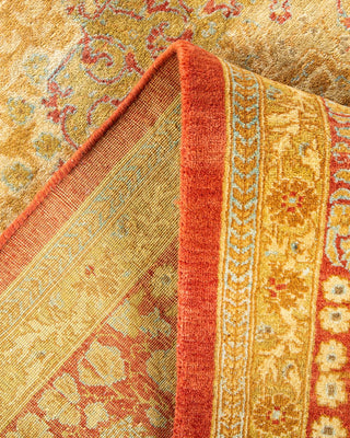 Traditional Mogul Orange Wool Area Rug 6' 1" x 9' 6" - Solo Rugs
