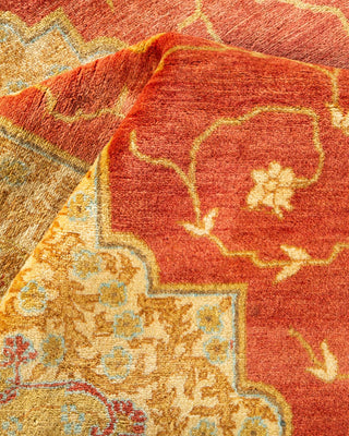 Traditional Mogul Orange Wool Area Rug 6' 1" x 9' 6" - Solo Rugs