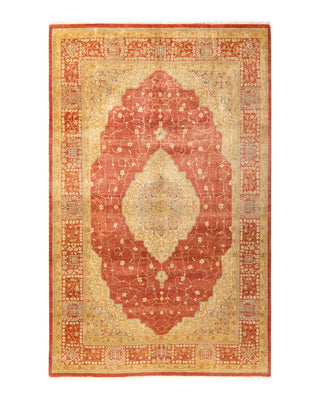 Traditional Mogul Orange Wool Area Rug 6' 1" x 9' 6" - Solo Rugs