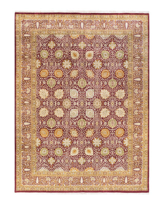 Traditional Mogul Purple Wool Area Rug 9' 0" x 12' 1" - Solo Rugs