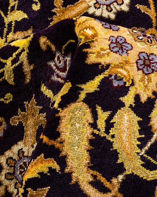 Traditional Mogul Purple Wool Area Rug 9' 1" x 12' 0" - Solo Rugs
