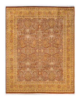 Traditional Mogul Orange Wool Area Rug 8' 2" x 10' 2" - Solo Rugs