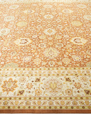 Traditional Mogul Brown Wool Area Rug 10' 1" x 13' 0" - Solo Rugs