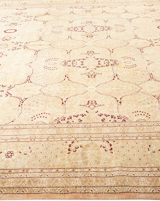 Traditional Mogul Beige Wool Area Rug 8' 10" x 12' 9" - Solo Rugs