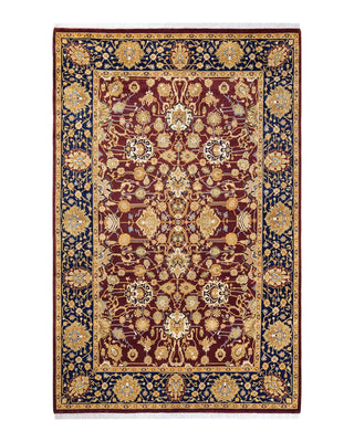Traditional Mogul Red Wool Area Rug 6' 1" x 9' 6" - Solo Rugs