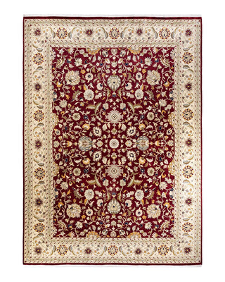 Traditional Mogul Red Wool Area Rug 9' 2" x 12' 5" - Solo Rugs
