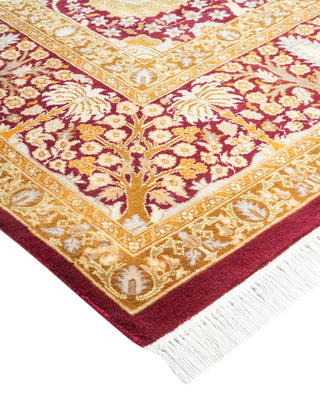 Traditional Mogul Purple Wool Area Rug 6' 2" x 9' 4" - Solo Rugs