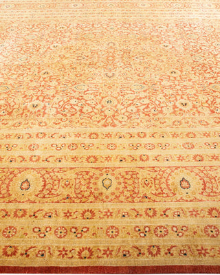 Traditional Mogul Orange Wool Area Rug 9' 3" x 12' 1" - Solo Rugs