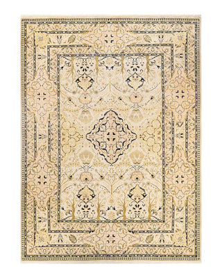 Contemporary Eclectic Ivory Wool Area Rug 9' 1" x 12' 6" - Solo Rugs