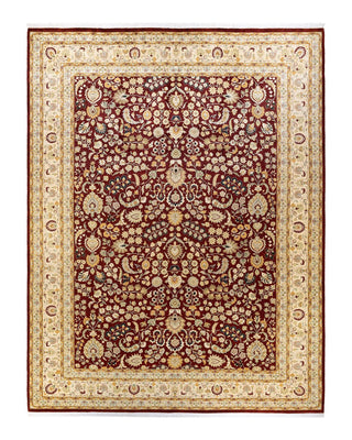 Traditional Mogul Red Wool Area Rug 9' 2" x 12' 5" - Solo Rugs
