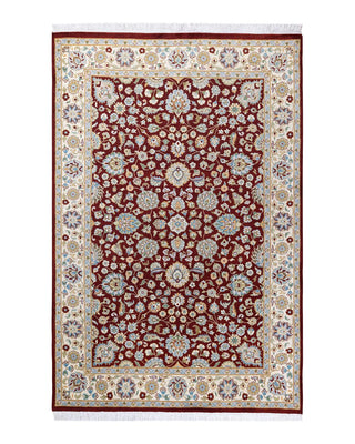 Traditional Mogul Red Wool Area Rug 4' 3" x 6' 3" - Solo Rugs
