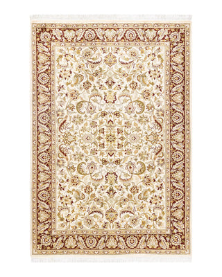 Traditional Mogul Ivory Wool Area Rug 4' 2" x 6' 1" - Solo Rugs