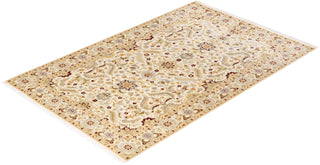 Traditional Mogul Ivory Wool Area Rug 6' 1" x 9' 2" - Solo Rugs