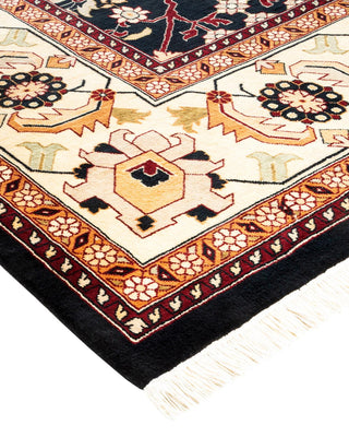 Traditional Mogul Black Wool Area Rug 9' 1" x 12' 1" - Solo Rugs