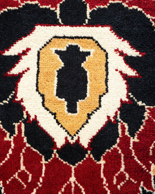 Traditional Mogul Black Wool Area Rug 9' 1" x 12' 1" - Solo Rugs
