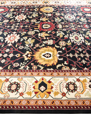 Traditional Mogul Black Wool Area Rug 9' 1" x 12' 1" - Solo Rugs