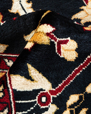 Traditional Mogul Black Wool Area Rug 9' 1" x 12' 1" - Solo Rugs