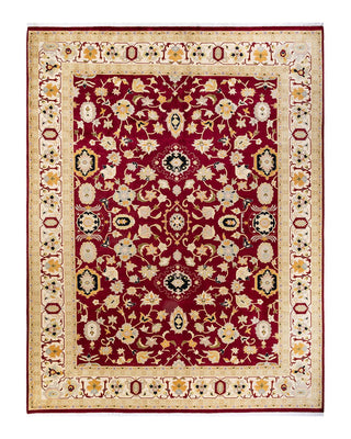 Traditional Mogul Red Wool Area Rug 9' 3" x 11' 10" - Solo Rugs