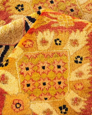 Contemporary Eclectic Orange Wool Area Rug 9' 1" x 12' 1" - Solo Rugs