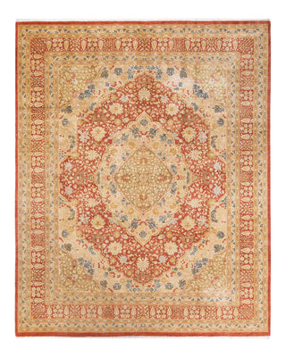 Traditional Mogul Orange Wool Area Rug 8' 2" x 10' 2" - Solo Rugs